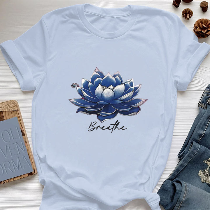 Olivenorma "BREATHE" Maglietta spirituale Lotus Yoga Apparel - Blu - 2XL - image 11