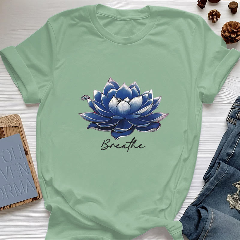 Olivenorma "BREATHE" Maglietta spirituale Lotus Yoga Apparel - Verde chiaro - 2XL - image 17