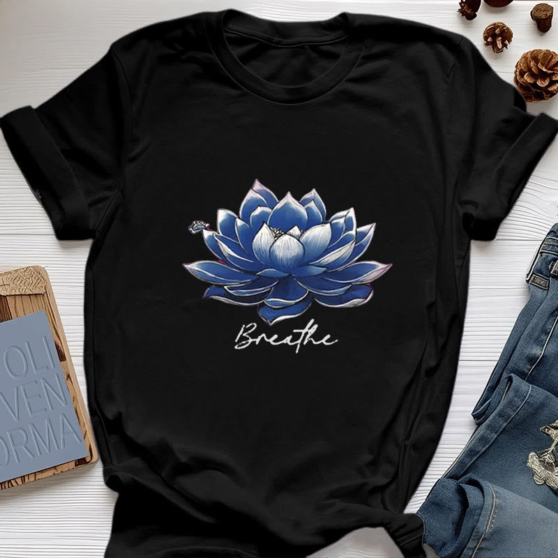 Olivenorma "BREATHE" Maglietta spirituale Lotus Yoga Apparel - Nero - 2XL - image 7