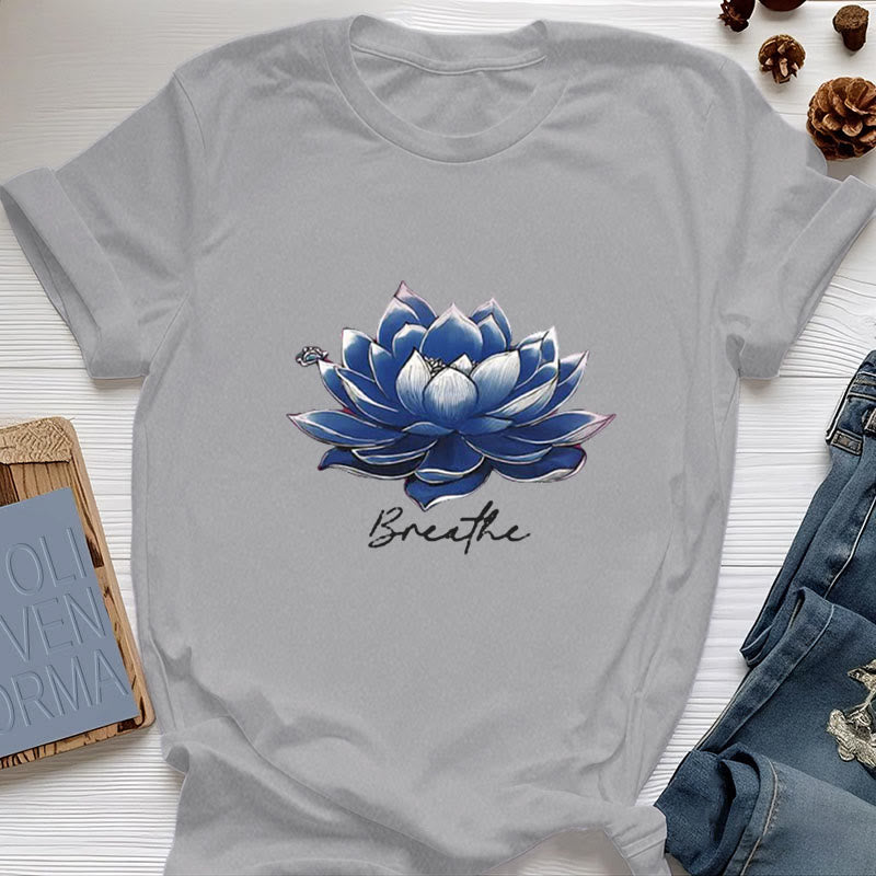 Olivenorma "BREATHE" Maglietta spirituale Lotus Yoga Apparel - Grigio - 2XL - image 9
