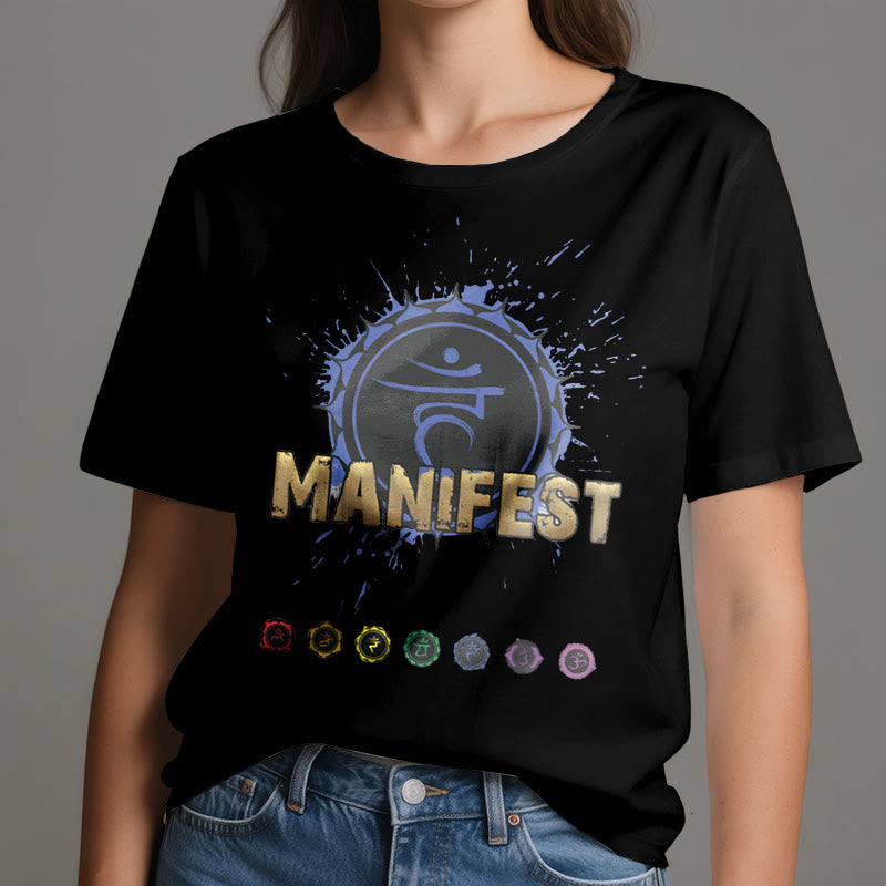 Olivenorma unisex a maniche corte "MANIFEST" Chakra della gola