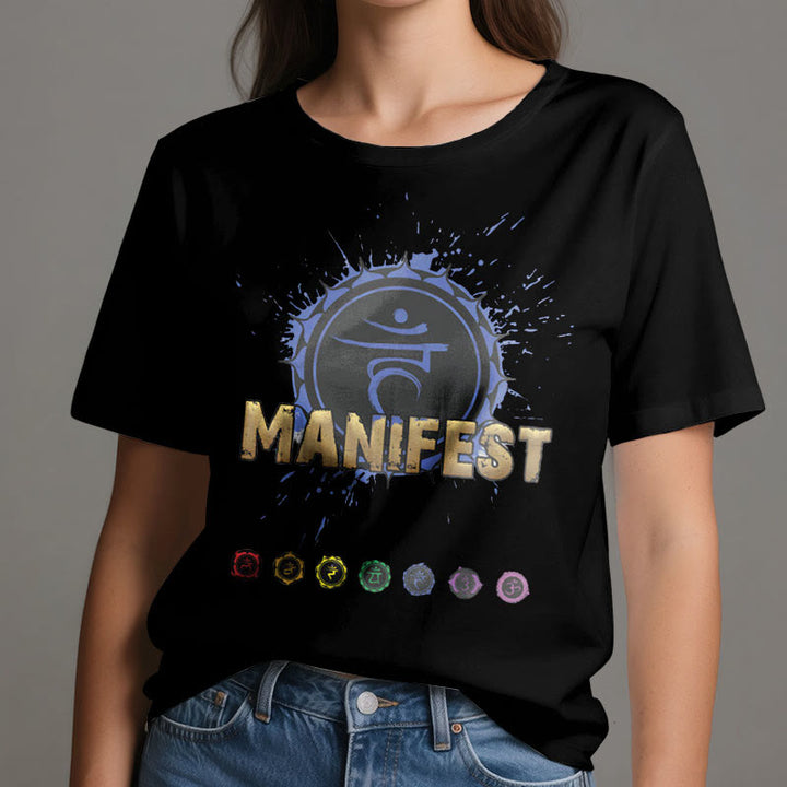 Olivenorma unisex a maniche corte "MANIFEST" Chakra della gola