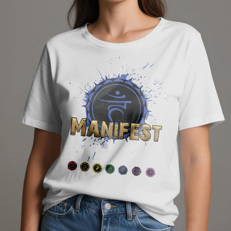 Olivenorma unisex a maniche corte "MANIFEST" Chakra della gola