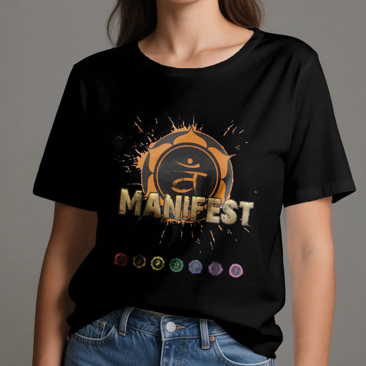 Olivenorma unisex a maniche corte "MANIFEST" Chakra della gola