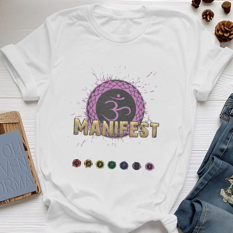 Olivenorma unisex a maniche corte "MANIFEST" Chakra della gola - Chakra della Corona - IO CAPISCO - Bianco - 2XL - image 17