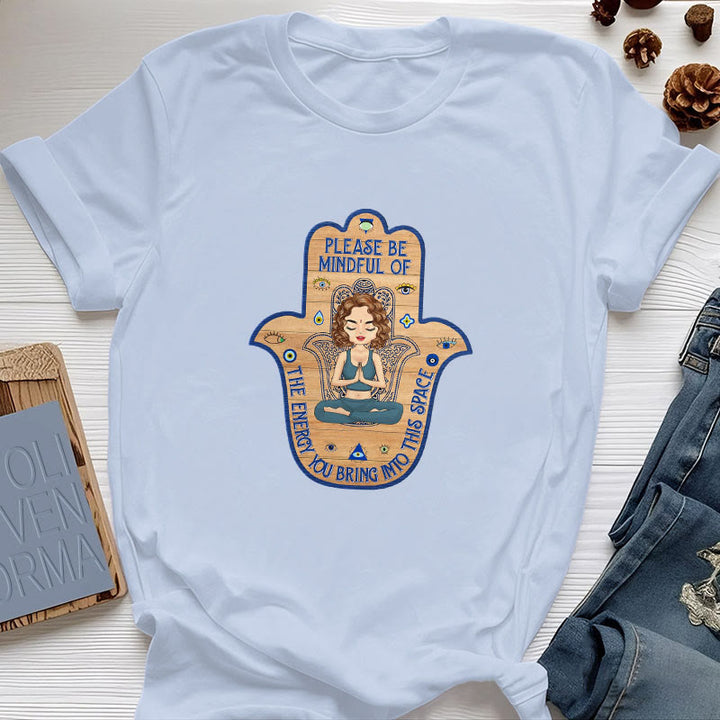 Maglietta spirituale Olivenorma Hamsa Hand Meditation Protection - Blu - 2XL - image 12