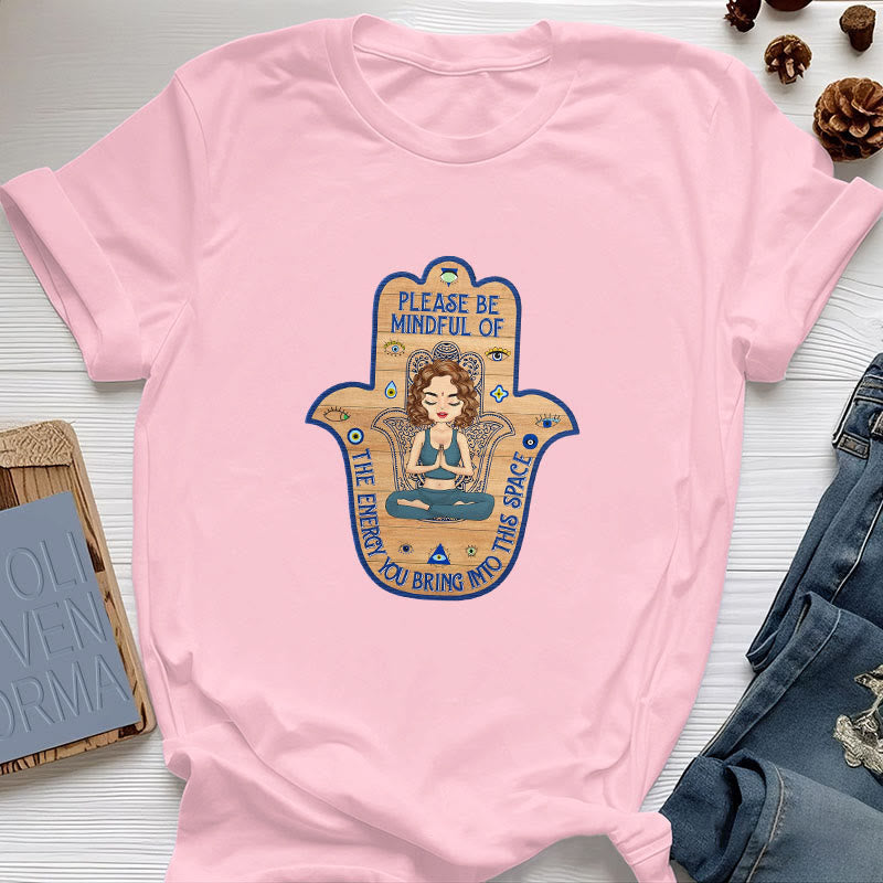 Maglietta spirituale Olivenorma Hamsa Hand Meditation Protection - Rosa - 2XL - image 13