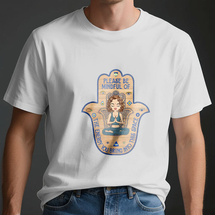 Maglietta spirituale Olivenorma Hamsa Hand Meditation Protection - image 2