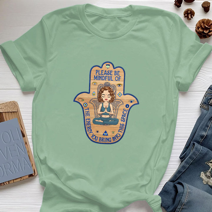 Maglietta spirituale Olivenorma Hamsa Hand Meditation Protection - Verde chiaro - 2XL - image 18