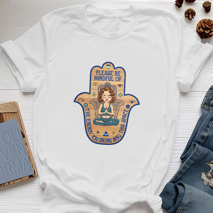 Maglietta spirituale Olivenorma Hamsa Hand Meditation Protection - Bianco - 2XL - image 1