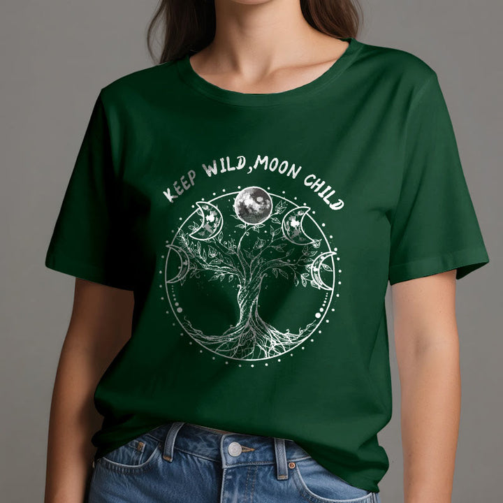 Magliette Olivenorma "KEEP WILD, MOON CHILD" con fasi lunari dell'Albero della Vita - image 21