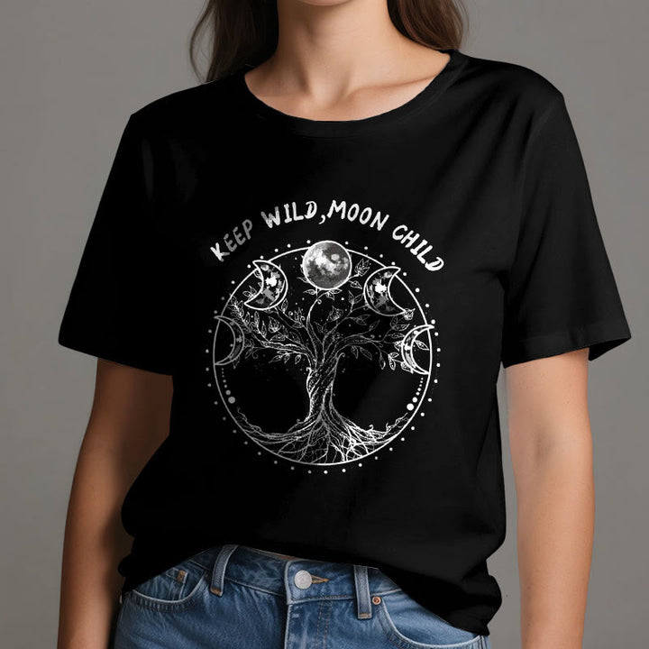 Magliette Olivenorma "KEEP WILD, MOON CHILD" con fasi lunari dell'Albero della Vita - image 7