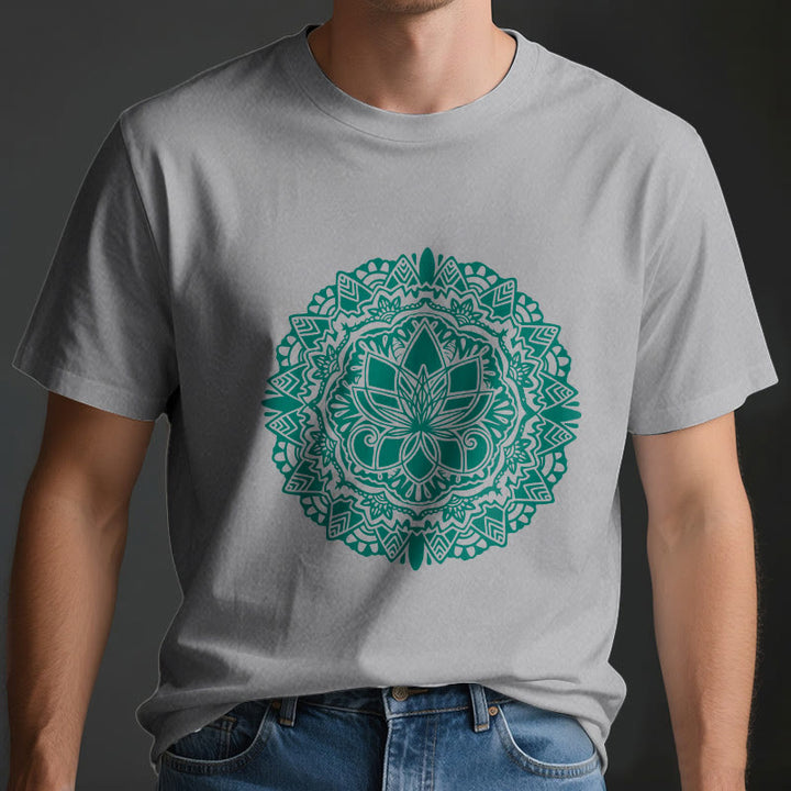 Maglietta con stampa di loto verde Olivenorma