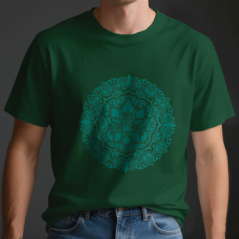 Maglietta con stampa di loto verde Olivenorma