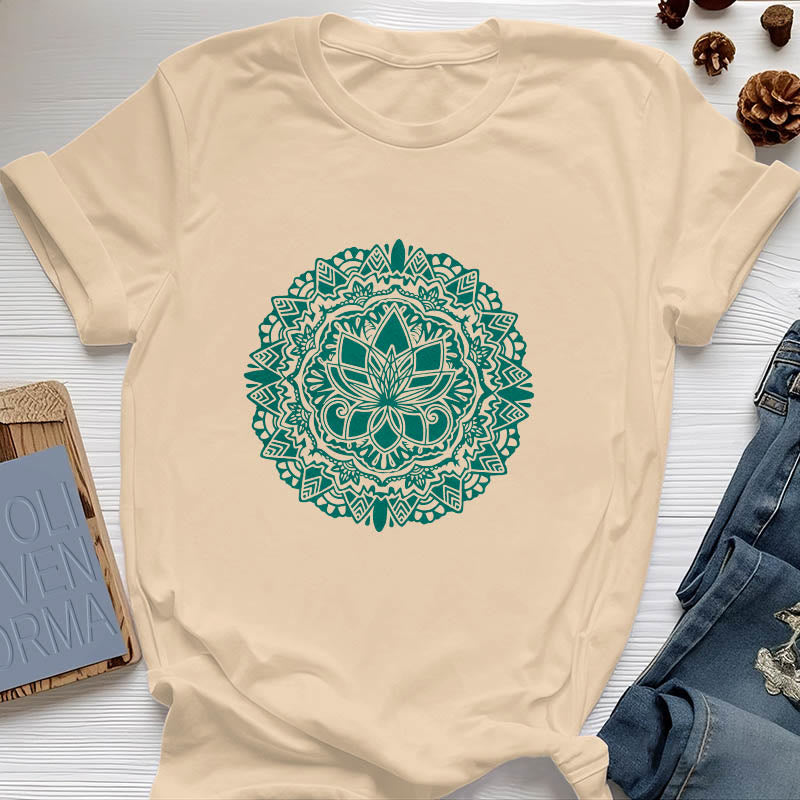 Maglietta con stampa di loto verde Olivenorma - Giallo - 2XL - image 8