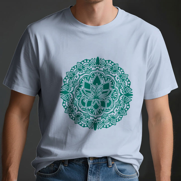 Maglietta con stampa di loto verde Olivenorma