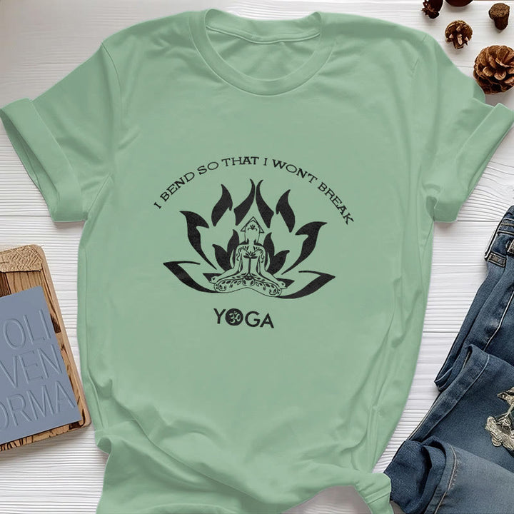 Maglietta da yoga Olivenorma "Mi piego per non spezzarmi"