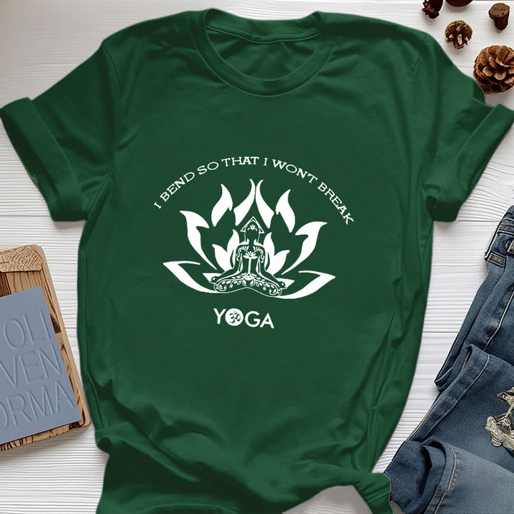 Maglietta da yoga Olivenorma "Mi piego per non spezzarmi"