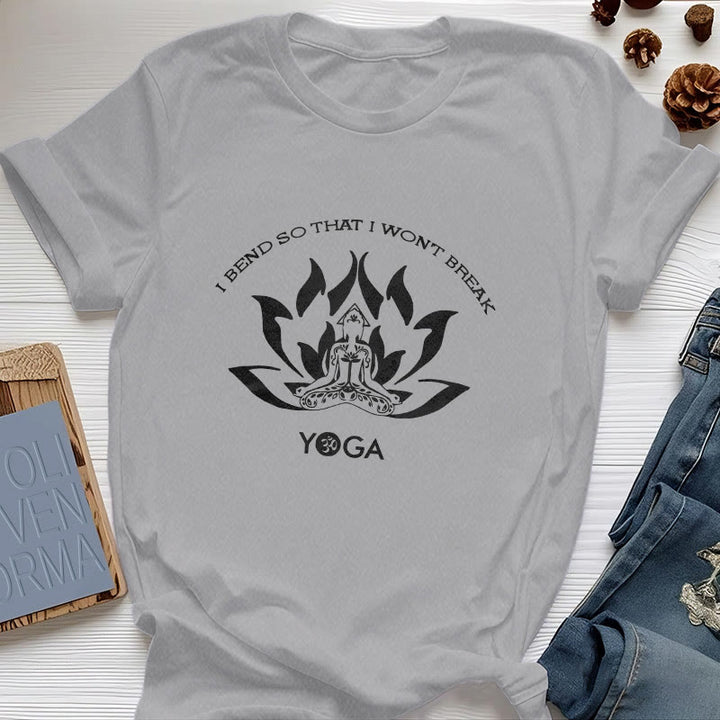 Maglietta da yoga Olivenorma "Mi piego per non spezzarmi"