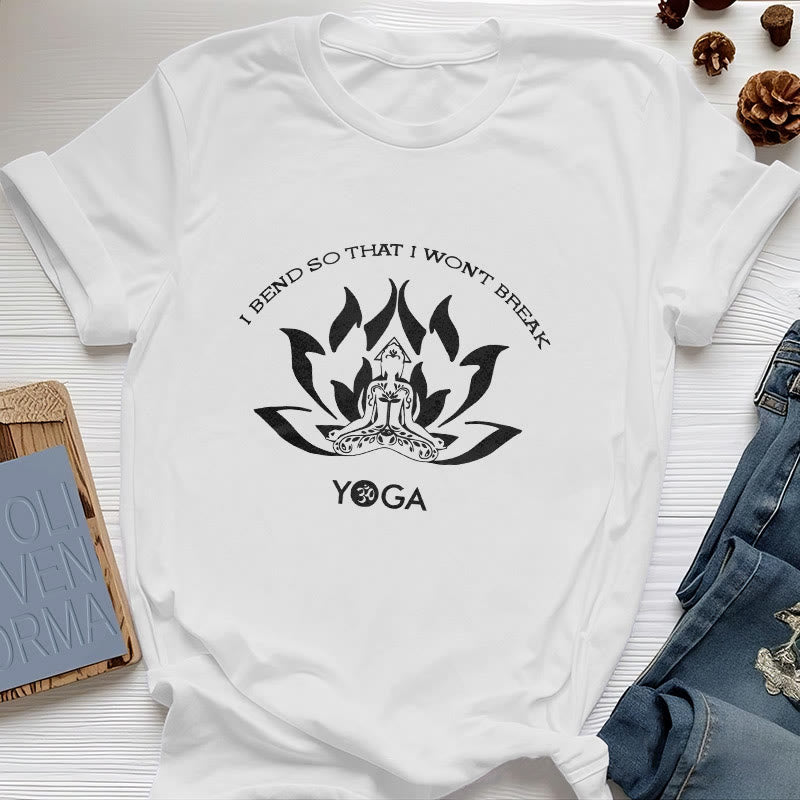 Maglietta da yoga Olivenorma "Mi piego per non spezzarmi"