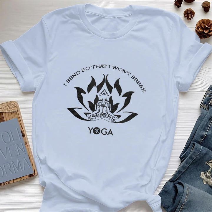 Maglietta da yoga Olivenorma "Mi piego per non spezzarmi"