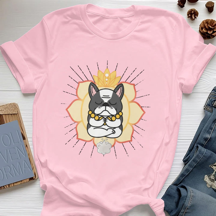 Maglietta con stampa Bulldog francese e meditazione yoga Olivenorma - Rosa - 2XL - image 15