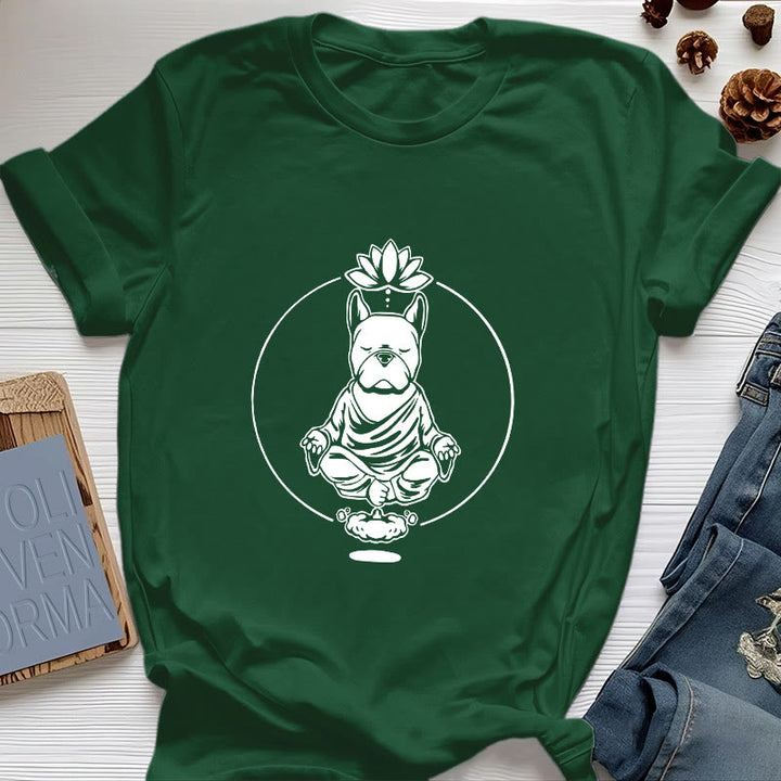 T-shirt Olivenorma Meditazione Zen Bulldog francese Lotus - Verde scuro - 2XL - image 18