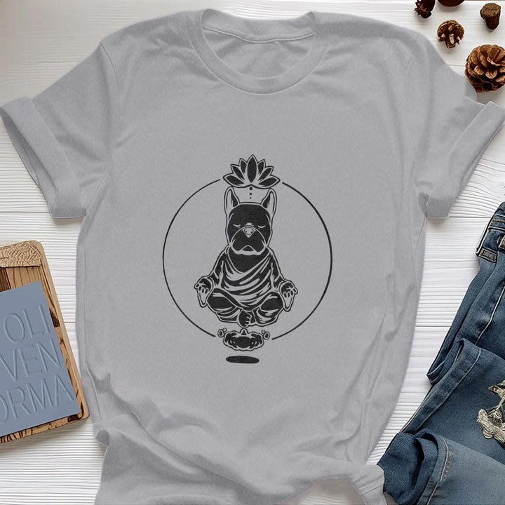T-shirt Olivenorma Meditazione Zen Bulldog francese Lotus - Grigio - 2XL - image 6