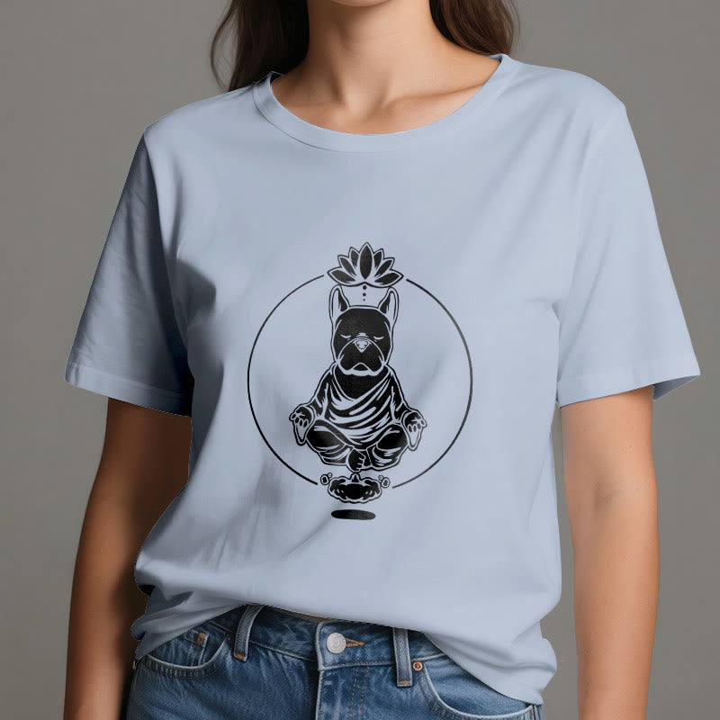 T-shirt Olivenorma Meditazione Zen Bulldog francese Lotus - image 11
