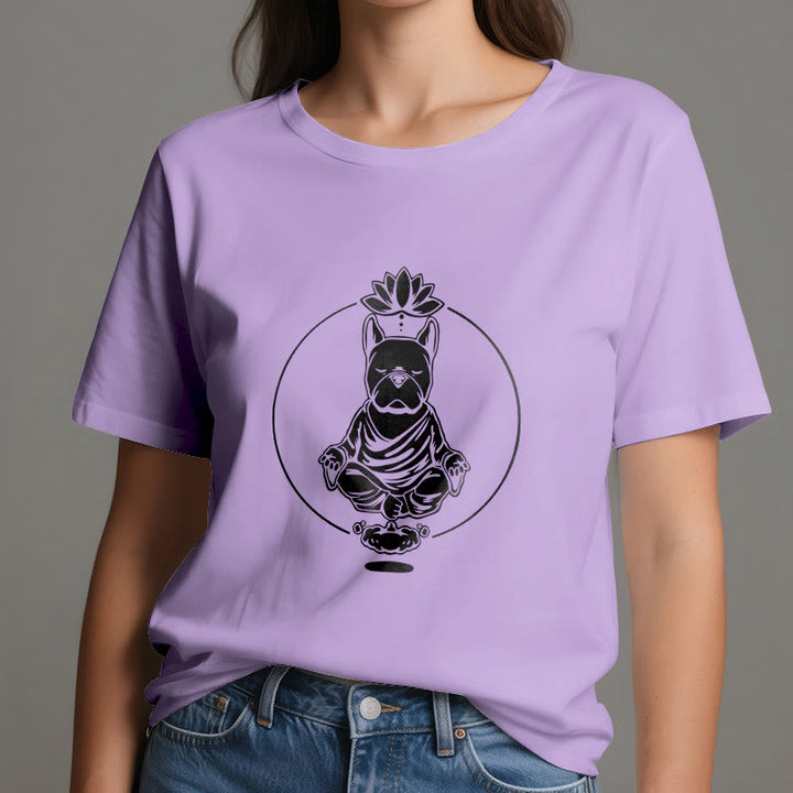 T-shirt Olivenorma Meditazione Zen Bulldog francese Lotus - image 15