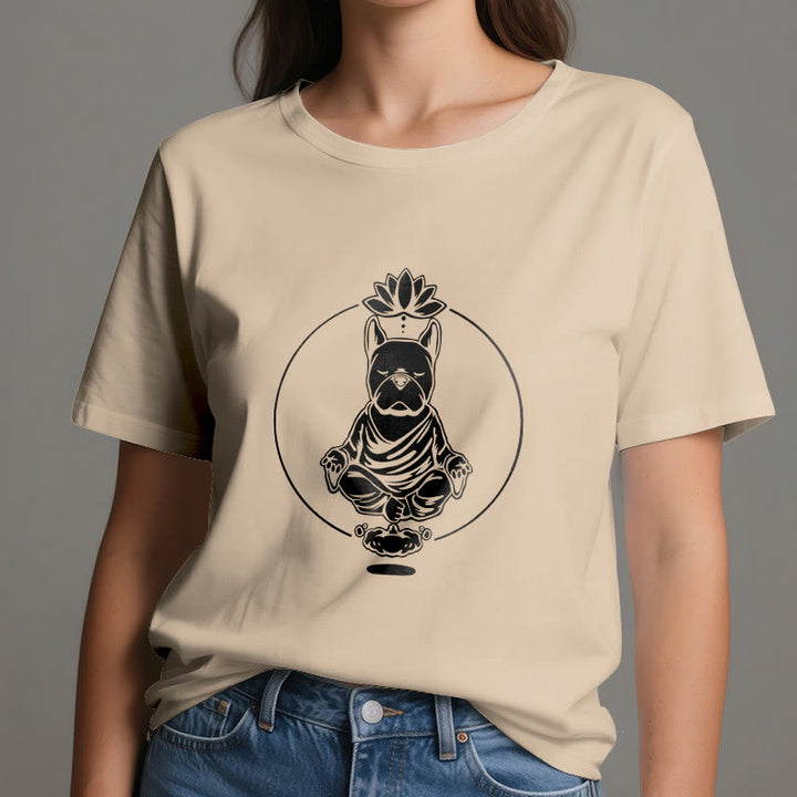 T-shirt Olivenorma Meditazione Zen Bulldog francese Lotus - image 9