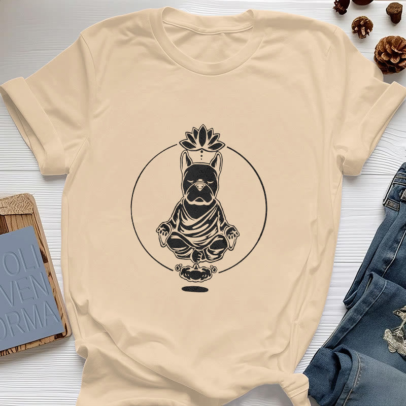 T-shirt Olivenorma Meditazione Zen Bulldog francese Lotus - Giallo - 2XL - image 8