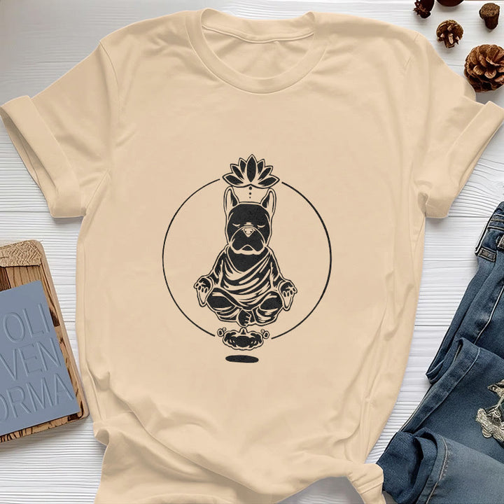 T-shirt Olivenorma Meditazione Zen Bulldog francese Lotus - Giallo - 2XL - image 8