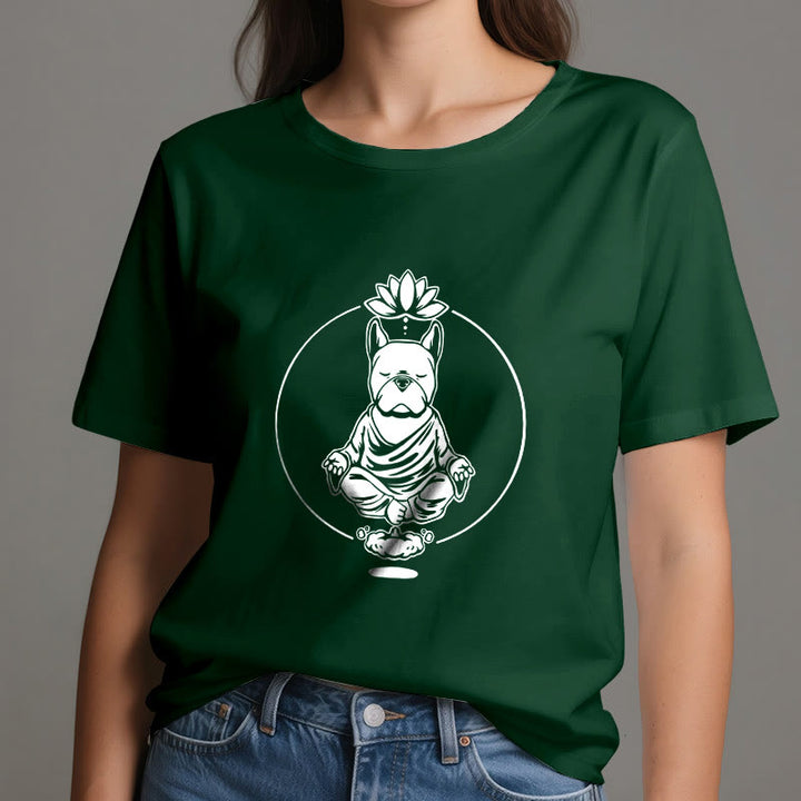T-shirt Olivenorma Meditazione Zen Bulldog francese Lotus - image 19