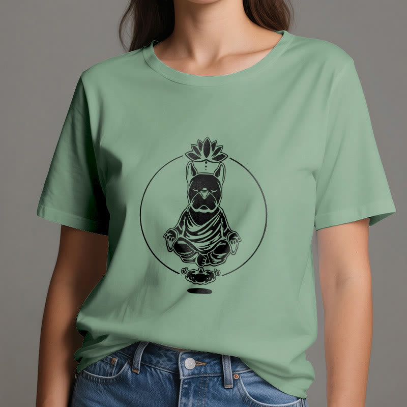 T-shirt Olivenorma Meditazione Zen Bulldog francese Lotus - image 17