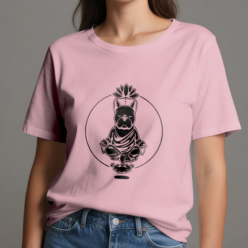 T-shirt Olivenorma Meditazione Zen Bulldog francese Lotus - image 13