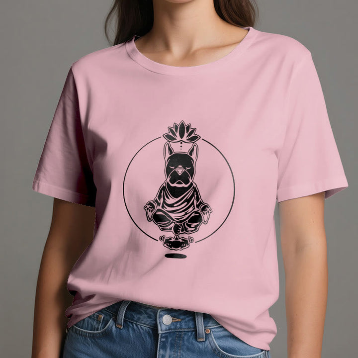 T-shirt Olivenorma Meditazione Zen Bulldog francese Lotus - image 13