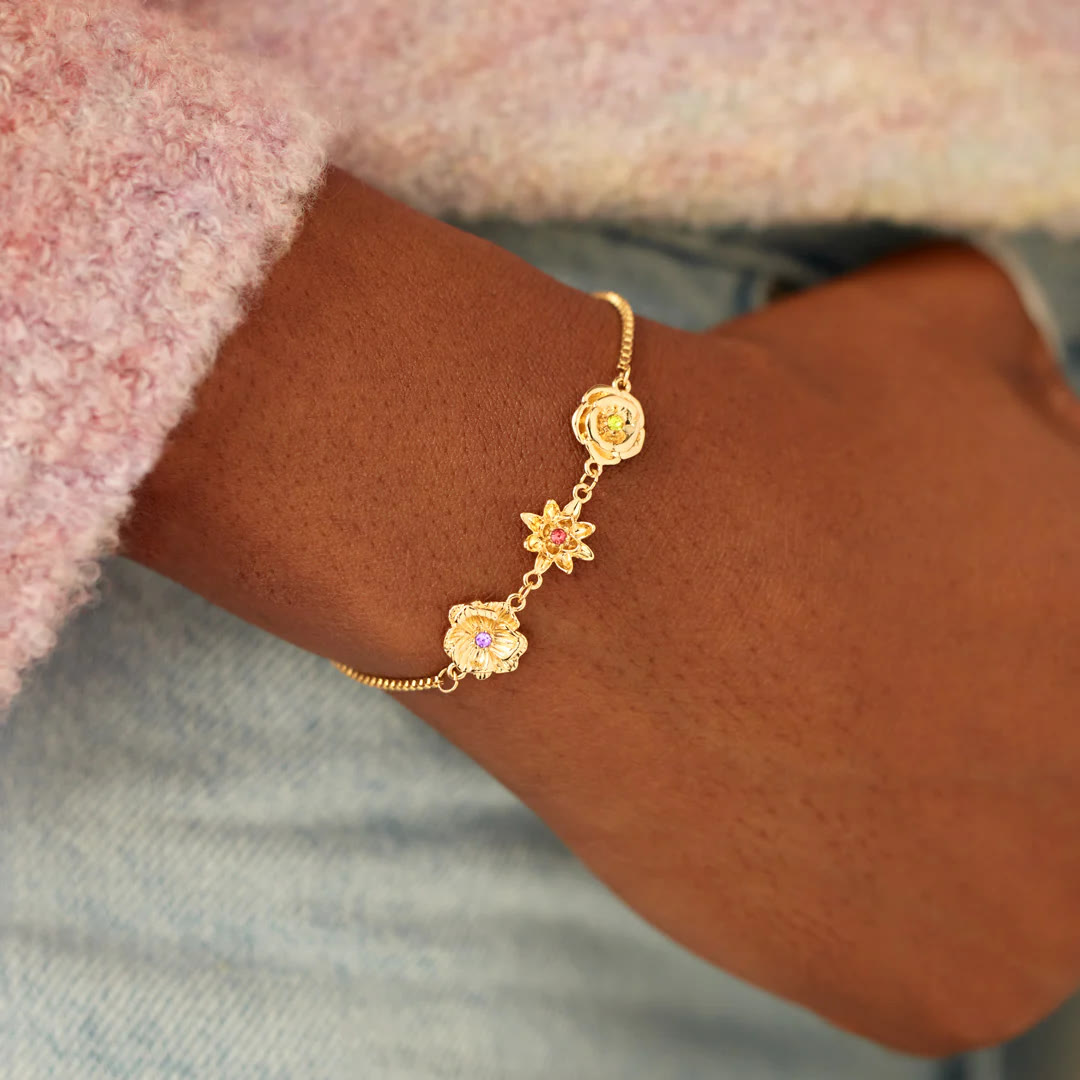 Olivenorma 1-7 Bracciale con fiori tridimensionali per la nascita