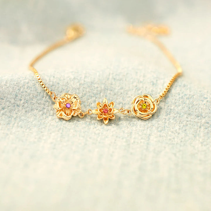 Olivenorma 1-7 Bracciale con fiori tridimensionali per la nascita
