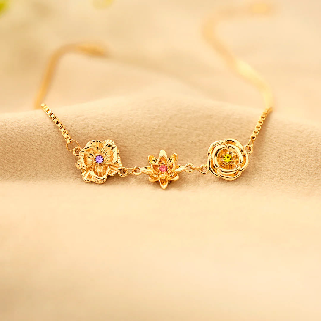 Olivenorma 1-7 Bracciale con fiori tridimensionali per la nascita