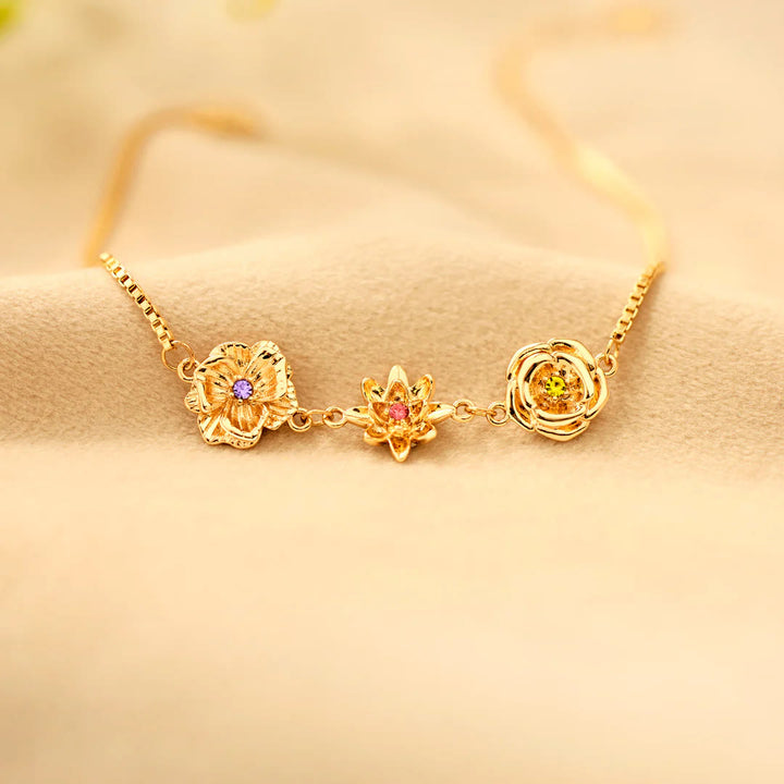Olivenorma 1-7 Bracciale con fiori tridimensionali per la nascita