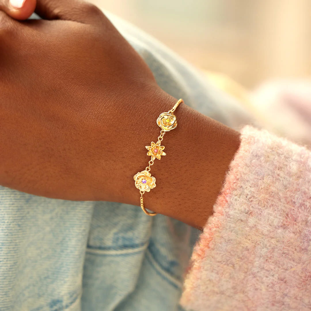 Olivenorma 1-7 Bracciale con fiori tridimensionali per la nascita