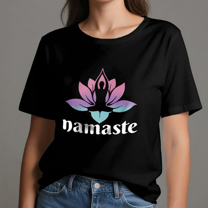 Maglietta in cotone Olivenorma Namaste Lotus Mindful