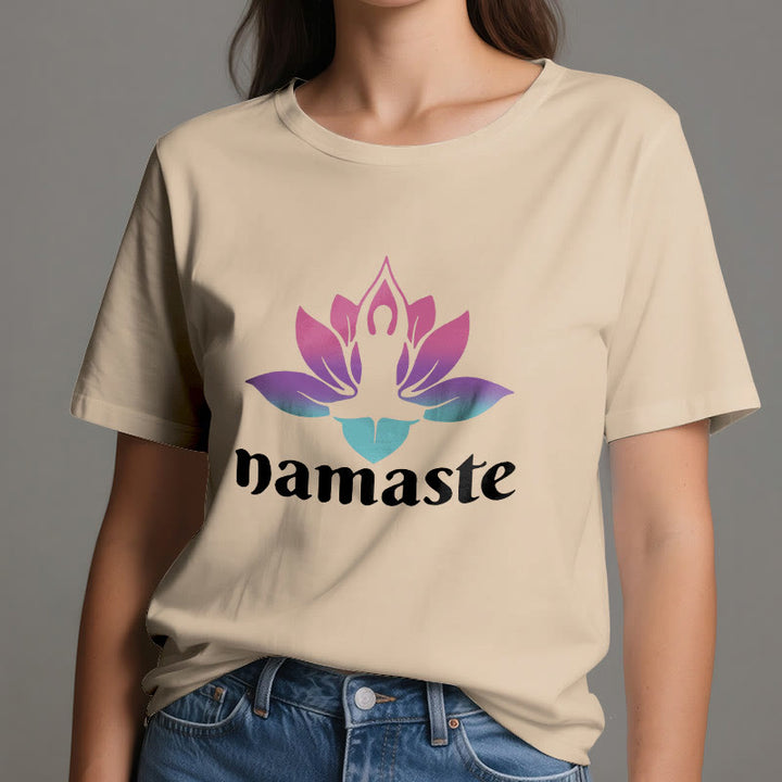 Maglietta in cotone Olivenorma Namaste Lotus Mindful