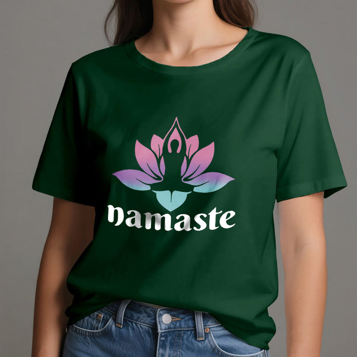 Maglietta in cotone Olivenorma Namaste Lotus Mindful