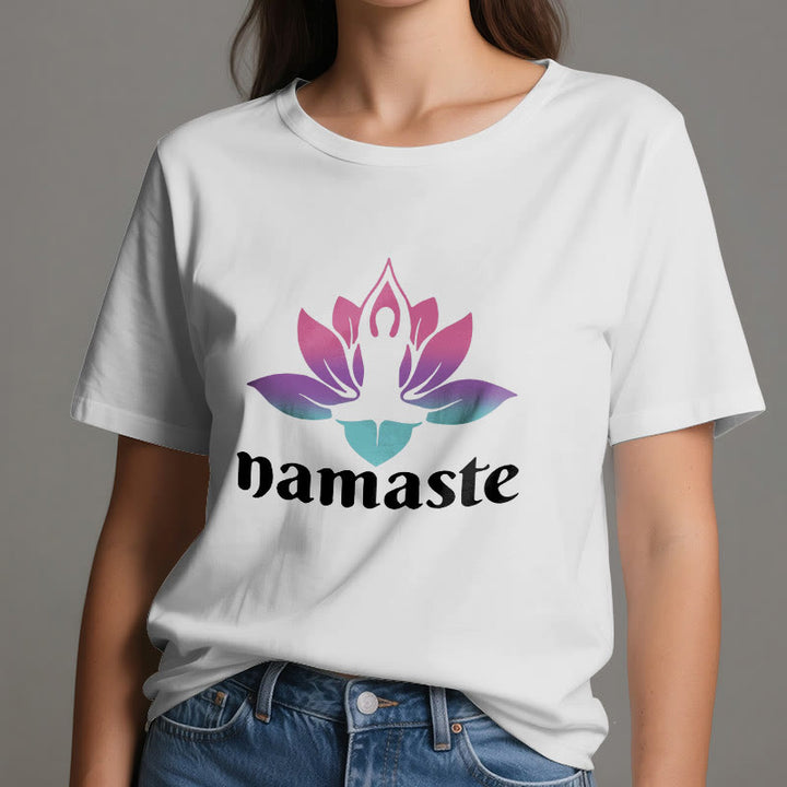 Maglietta in cotone Olivenorma Namaste Lotus Mindful