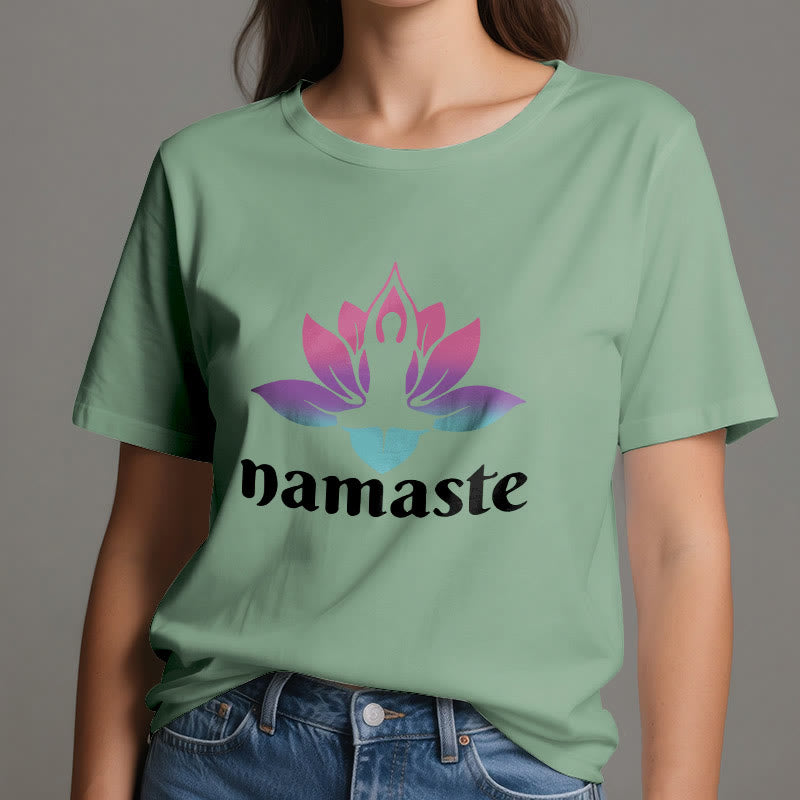 Maglietta in cotone Olivenorma Namaste Lotus Mindful