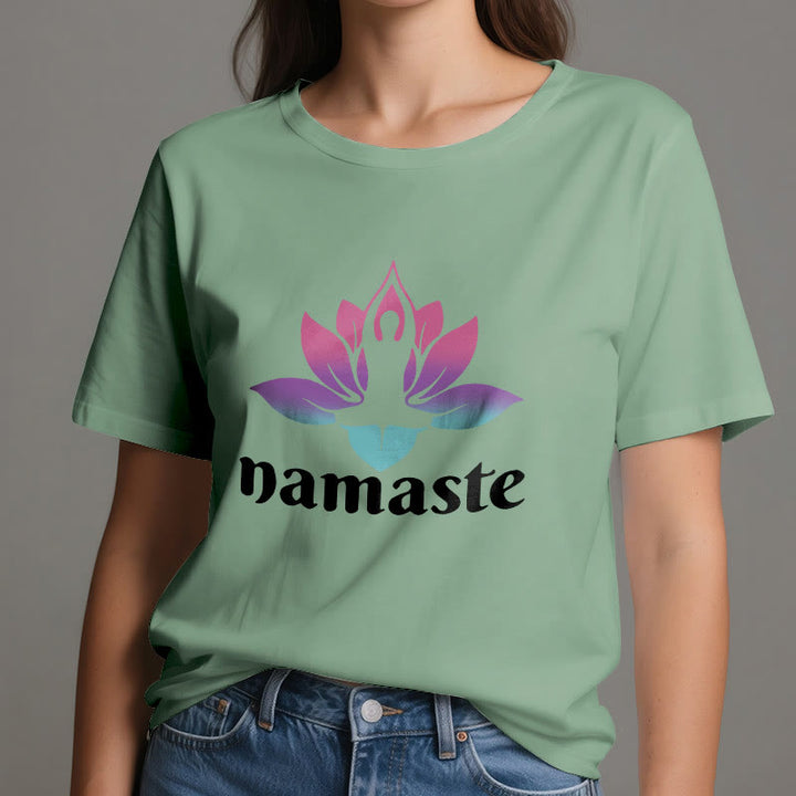 Maglietta in cotone Olivenorma Namaste Lotus Mindful