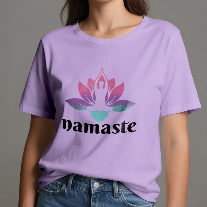 Maglietta in cotone Olivenorma Namaste Lotus Mindful