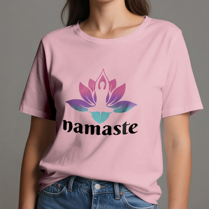 Maglietta in cotone Olivenorma Namaste Lotus Mindful